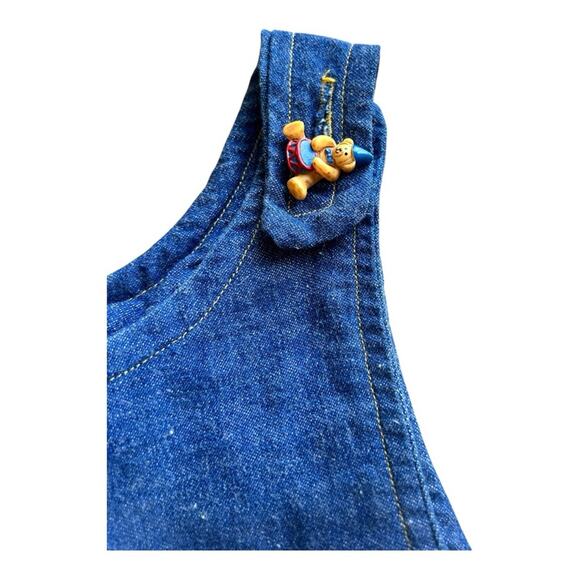 Vintage denim teddy bear kids dress 5-6 year - Picture 3 of 9